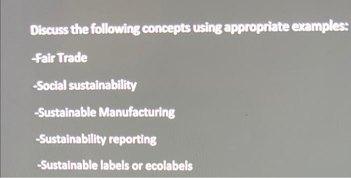 Discuss the following concepts using appropriate