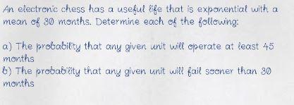 An electronic chess has a useful life that is