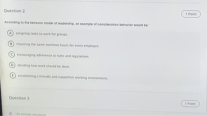 Question 2 1 Point According to the behavior