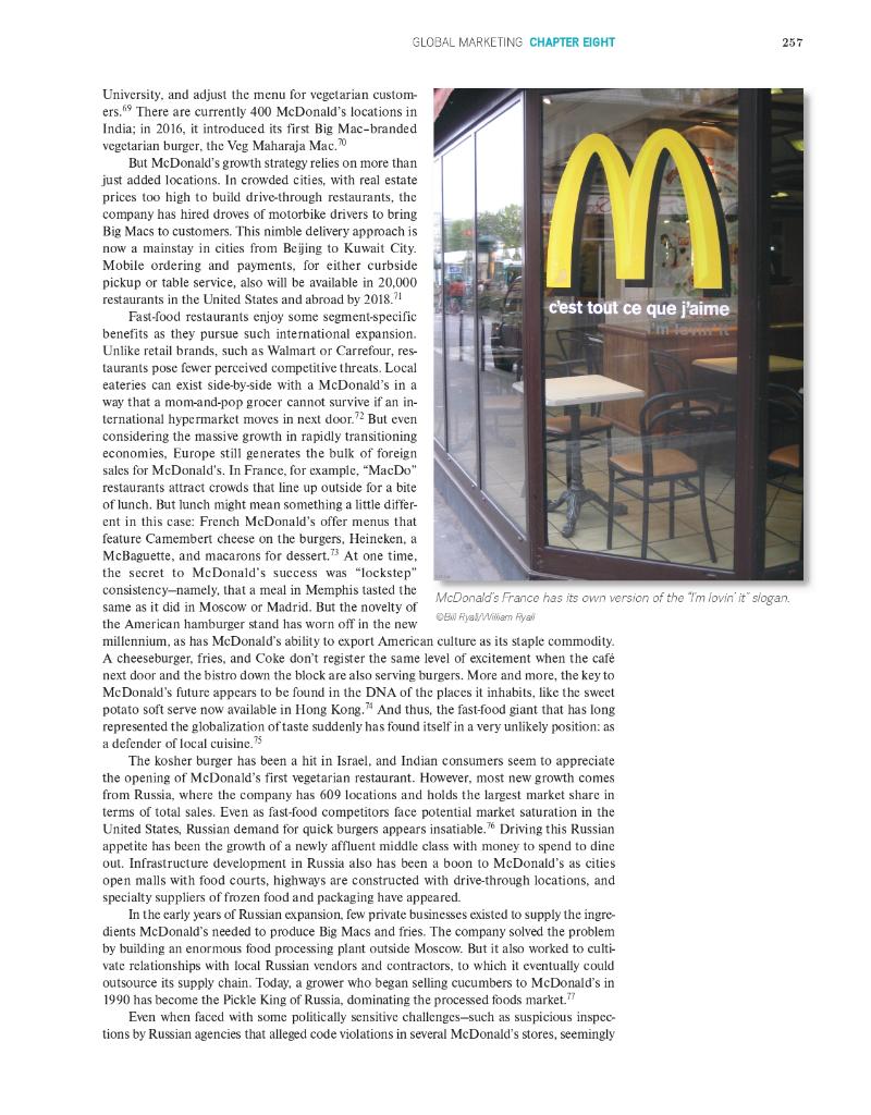 Read the Chapter Case Study McDonald- A Global