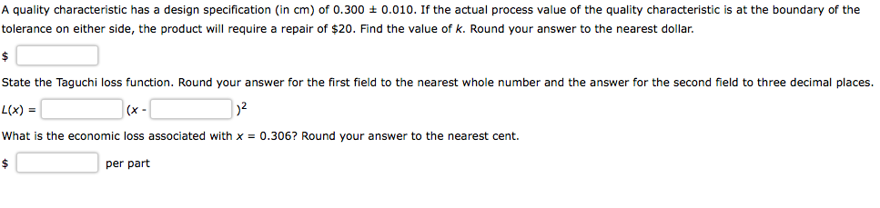 A quality characteristic has a design