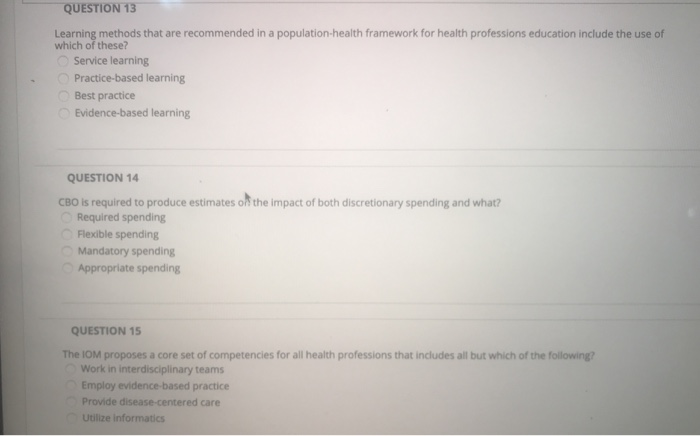 answer all questions please QUESTION 13 Learning