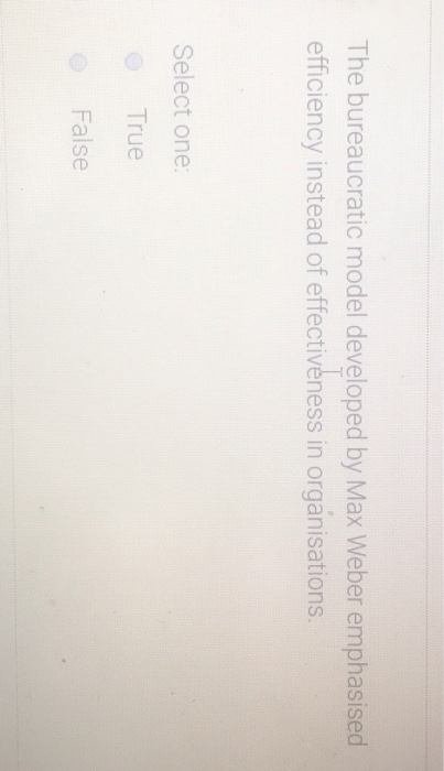 The bureaucratic model developed by Max Weber