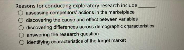 Reasons for conducting exploratory research