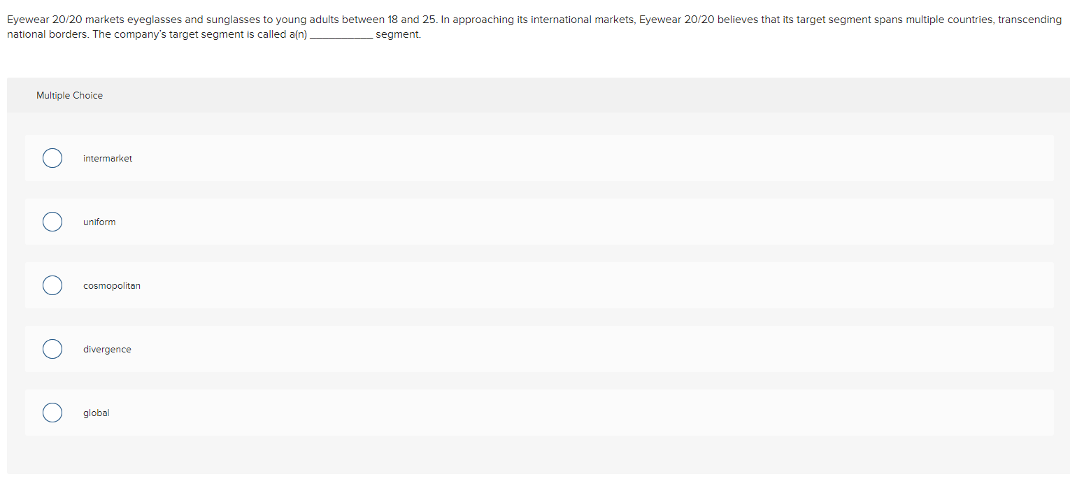 Eyewear 20/20 markets eyeglasses and sunglasses