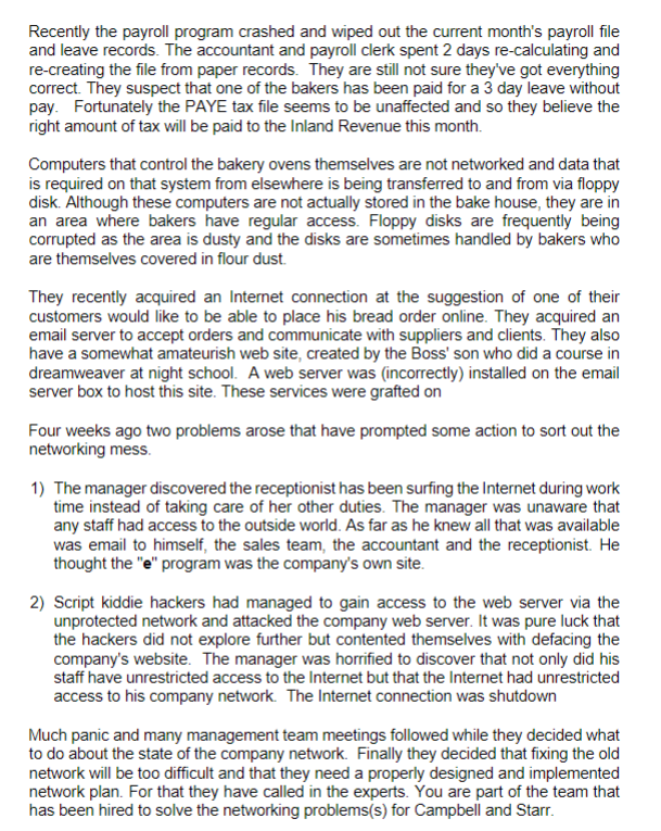 Narrative Campbell and Starr Bakers: Campbell and