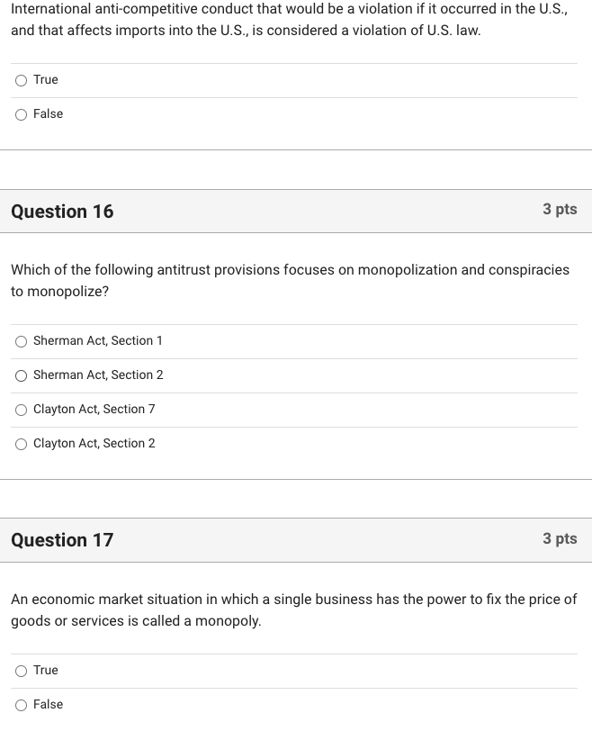 International anti-competitive conduct that would