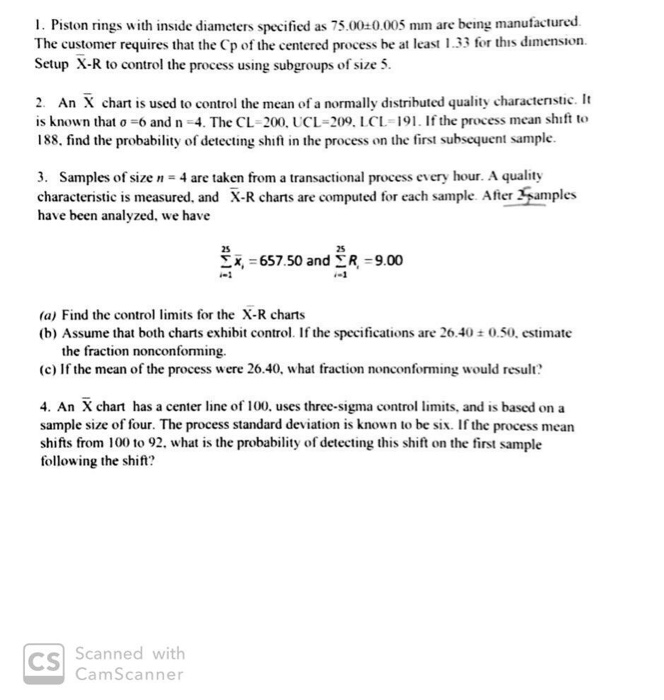 1. Piston rings with inside diameters specified