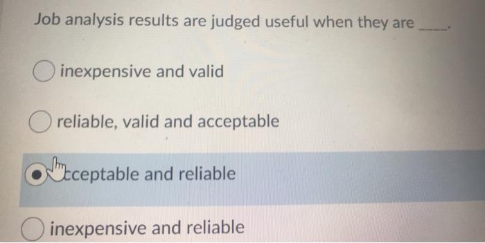 Job analysis results are judged useful when they
