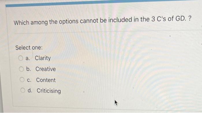 Which among the options cannot be included in the