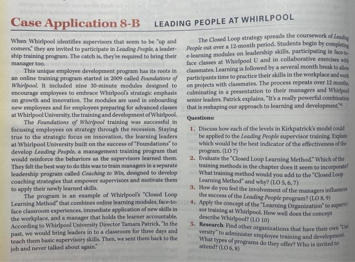Case Application 8-B LEADING PEOPLE AT WHIRLPOOL