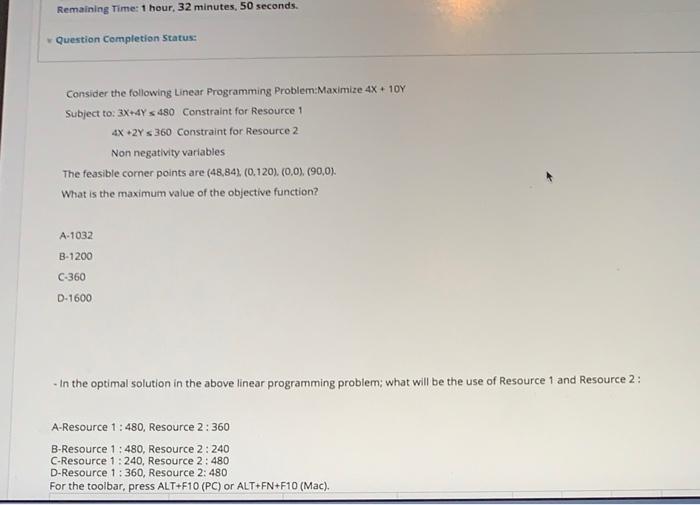 Consider the foilewing Linear Programming
