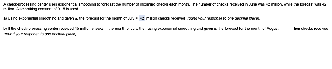 A check-processing center uses exponential