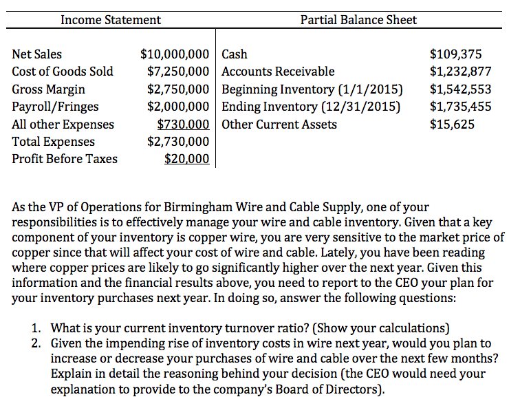 please typing Income Statement Partial Balance