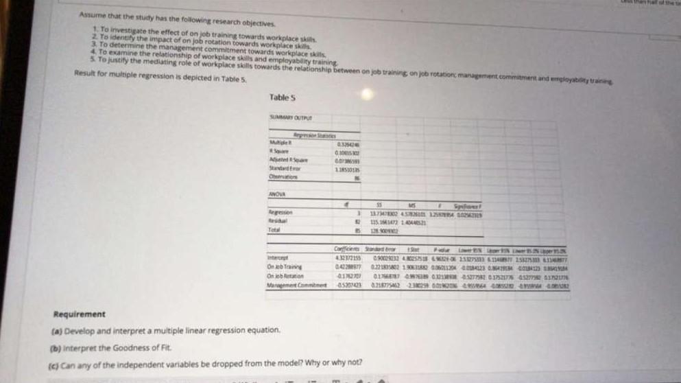 Assume that the study has the following research