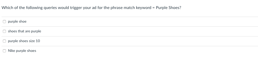 Which of the following queries would trigger your