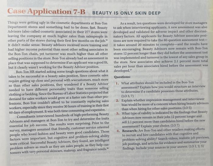 Case Application 7-B BEAUTY IS ONLY SKIN DEEP