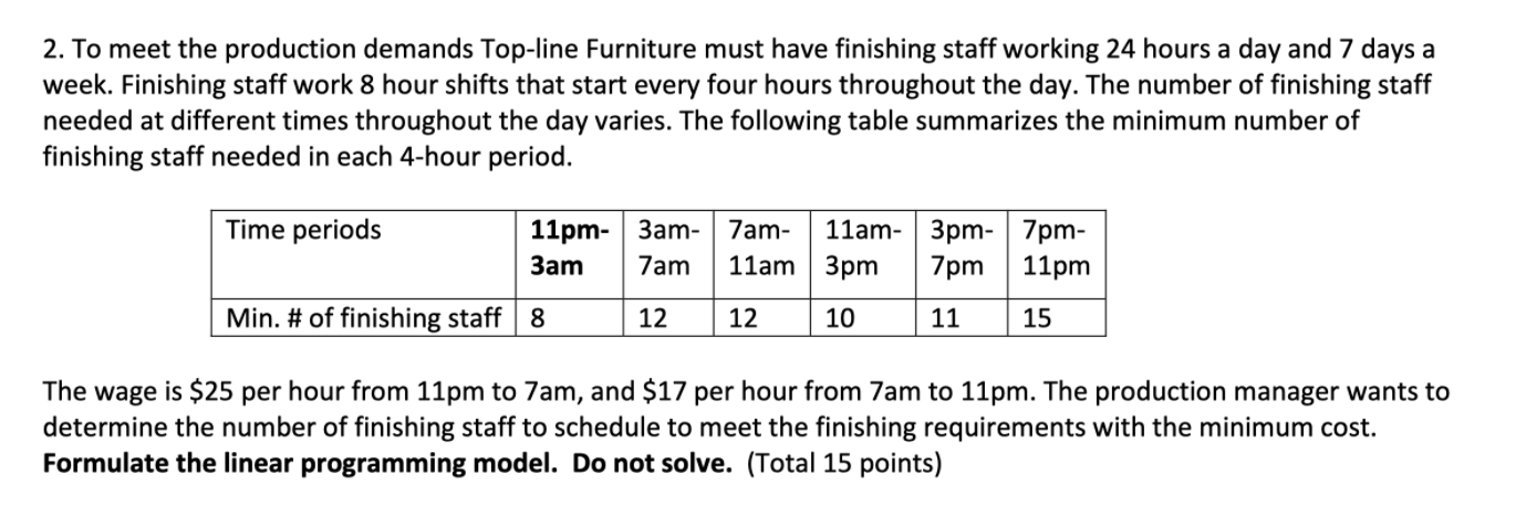 2. To meet the production demands Top-line