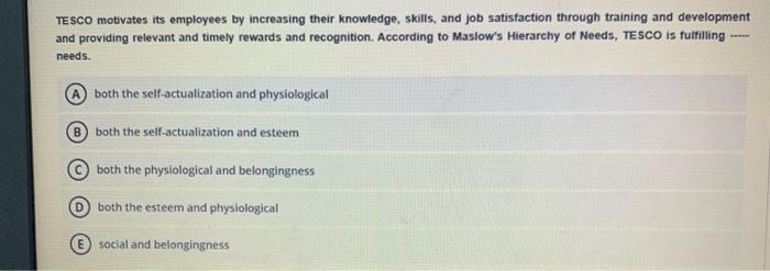 TESCO motivates its employees by increasing their