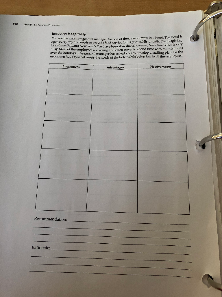 Chapter 4 Integrative Negotiations 111 Exercise
