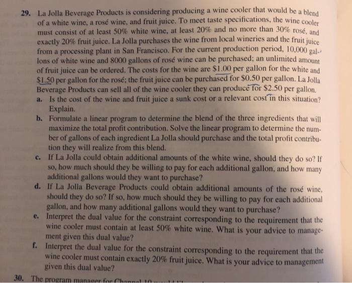 please use excel to get the answer. 29. La Jolla