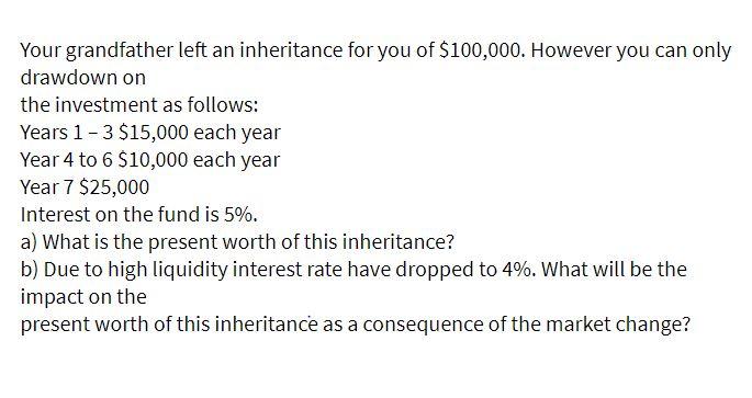 Your grandfather left an inheritance for you of