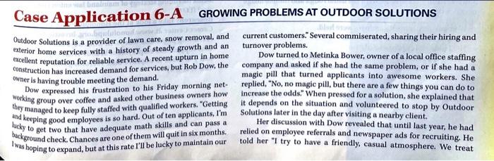 Case Application 6-A GROWING PROBLEMS AT OUTDOOR