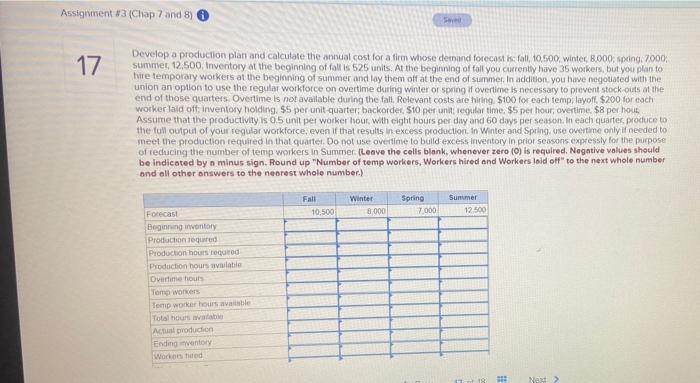 Assignment #3 (Chap 7 and 8) 17 Seved Develop a