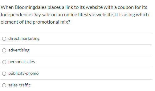 When Bloomingdales places a link to its website