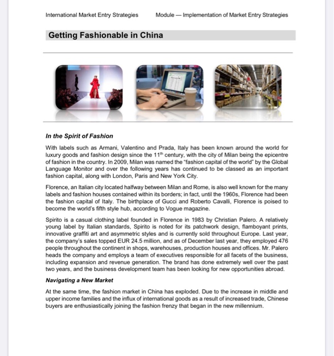 International Market Entry Strategies Module -