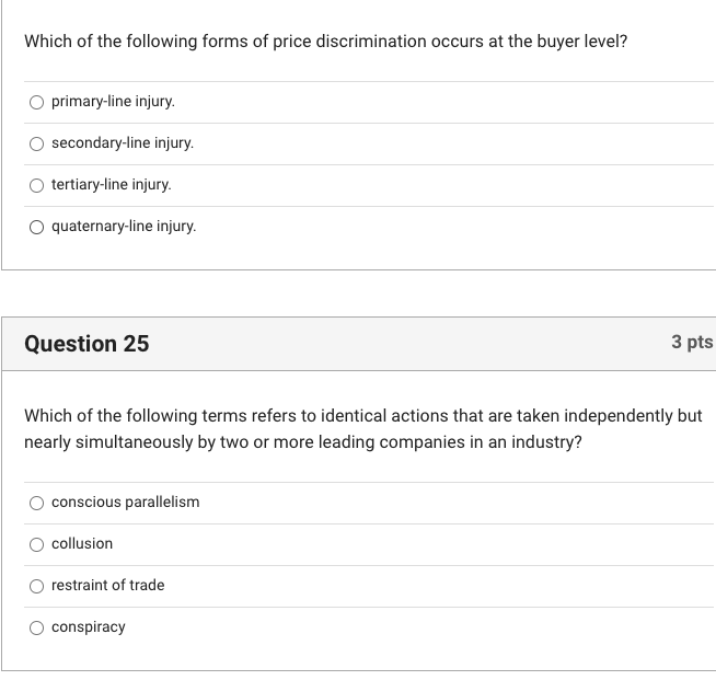 Which of the following forms of price