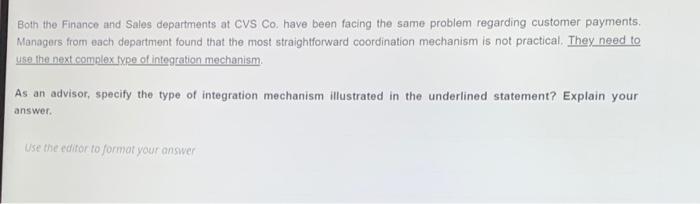 Both the Finance and Sales departments at CVS Co,