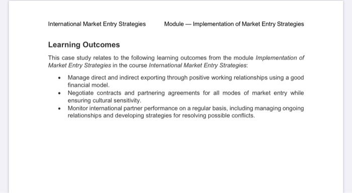 International Market Entry Strategies Module -
