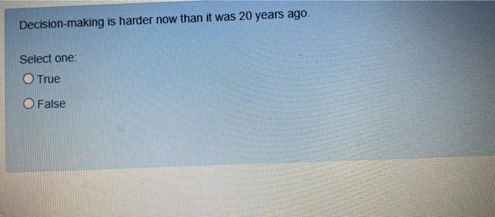 Decision-making is harder now than it was 20