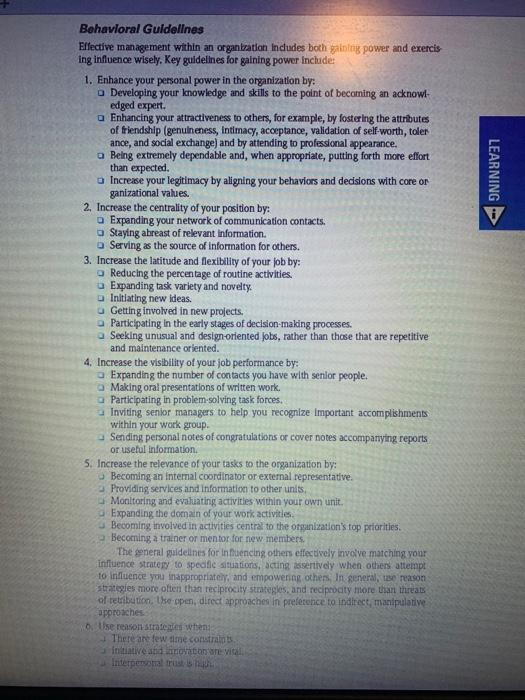 Using the guidelines for gaining power, develop a