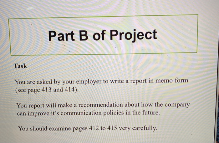 Part B of Project Task You are asked by your