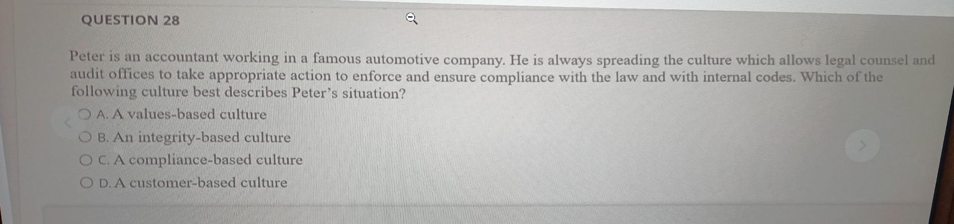 QUESTION 28 Peter is an accountant working in a