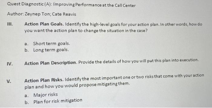 Quest Diagnostic (A): Improving Performance at