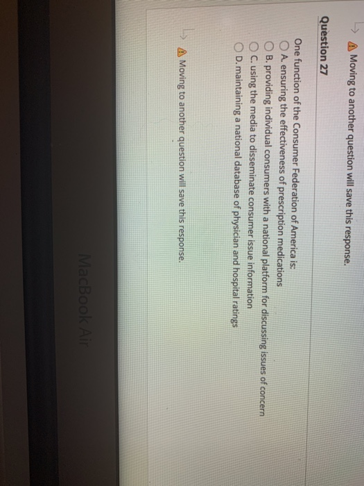 -> A Moving to another question will save this