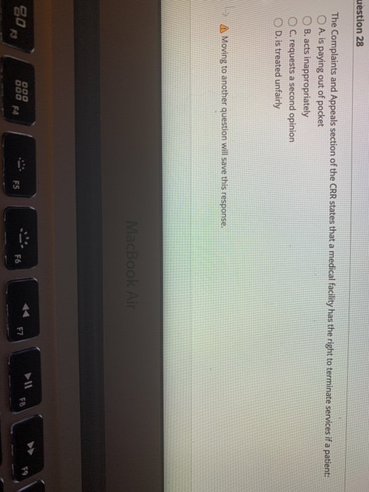 -> A Moving to another question will save this