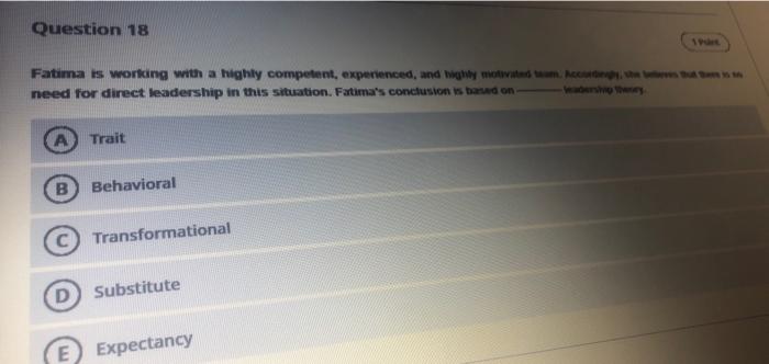 Question 18 Fatima is working with a highly