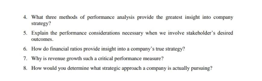 4. What three methods of performance analysis