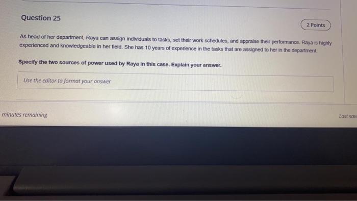 faast Question 25 2 Points As head of her