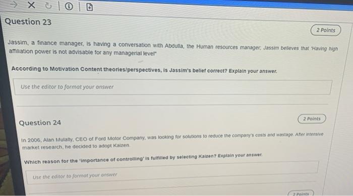 X 1 0 Question 23 2 Points Jassim, a finance