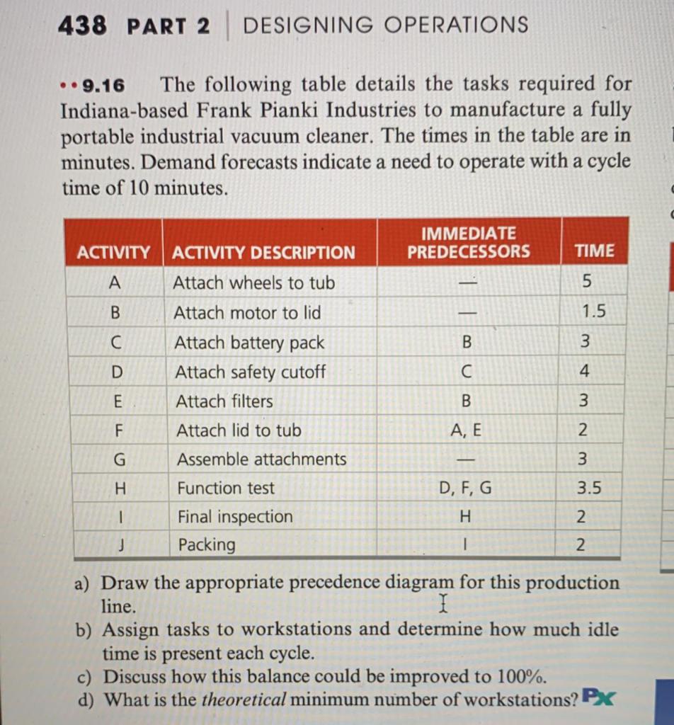 438 PART 2 | DESIGNING OPERATIONS 9.16 The