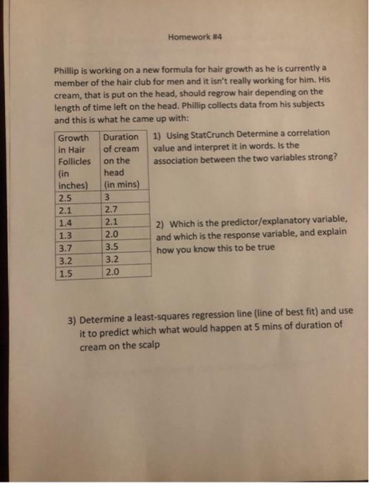 Homework #4 Phillip is working on a new formula