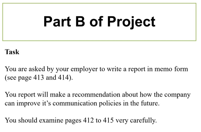 Part B of Project Task You are asked by your