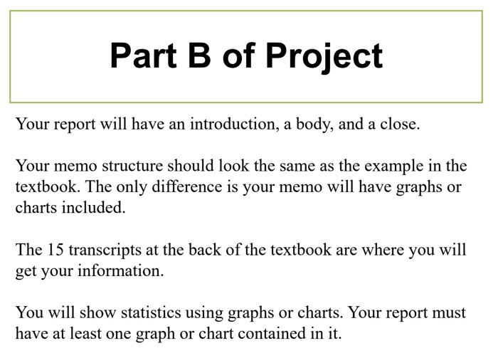 Part B of Project Task You are asked by your
