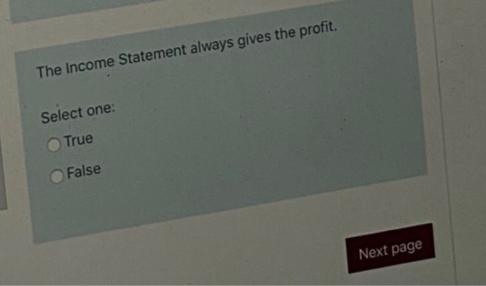 The Income Statement always gives the profit.