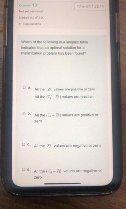 Time left 1.25 14 Question 13 Not yet answered